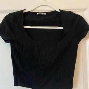 Reformation Black Ribbed Crop Top
